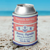 Boot 1e stuurman nautische zeeman gestreepte koraa blikjeskoeler