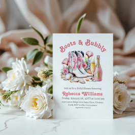 Boot and Bubbly Cowgirl Roze Vrijgezellenfeest Kaart