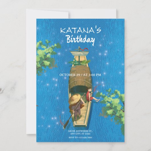 Boot anime zomer avontuur blauw water kaart (Voorkant)