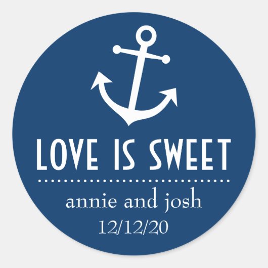 Boot Anker Love is Sweet Labels (donkerblauw) (Voorkant)