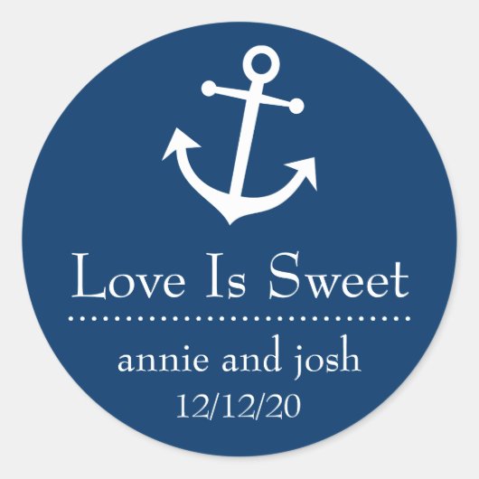 Boot Anker Love is Sweet Labels (donkerblauw) (Voorkant)