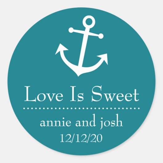 Boot Anker Love is Sweet Labels (Turquoise) (Voorkant)