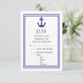 Boot anker marine bruiloft RSVP kaartje (Staand voorkant)