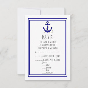 Boot anker marine bruiloft RSVP kaartje