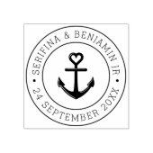 Boot Anker Romantische Nautische Bruiloft Ronde Rubberstempel (Afrduk)