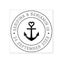 Boot Anker Romantische Nautische Bruiloft Ronde Rubberstempel
