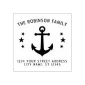  Boot Anker Sterren Naam Adres 2x2 inch Rubberstempel (Afrduk)
