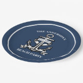 Boot Anker Strand Verjaardagsfeest Nautische bruil Papieren Bordje (Gekanteld)