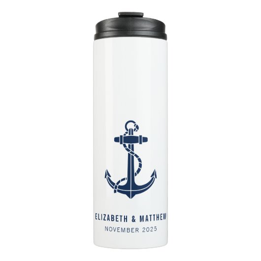 Boot Anker Strand Wedding Custom Swag Thermosbeker (Voorkant)