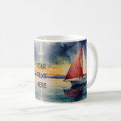 Boot aquarel op zee verf druipen koffiemok (Voorkant rechts)