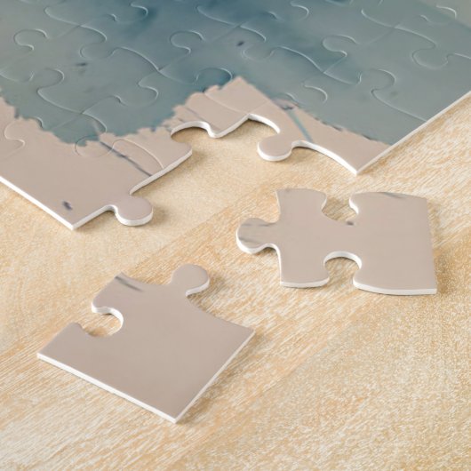 Boot aquarel op zee verf druipen legpuzzel (Zijkant)