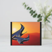 Boot Art met een Coloful Sunset Background Briefkaart (Staand voorkant)