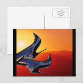 Boot Art met een Coloful Sunset Background Briefkaart (Voorkant / Achterkant)