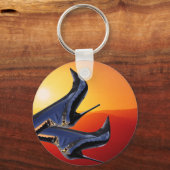 Boot Art met een Coloful Sunset Background Sleutelhanger (Voorkant)