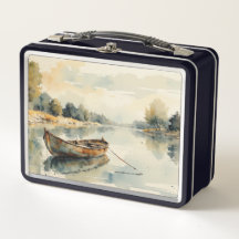 Boot bij de bank Waterverf Metal Lunch Box