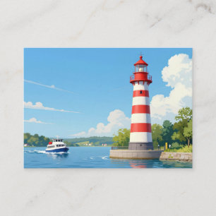 Boot bij een vuurtoren visitekaartje