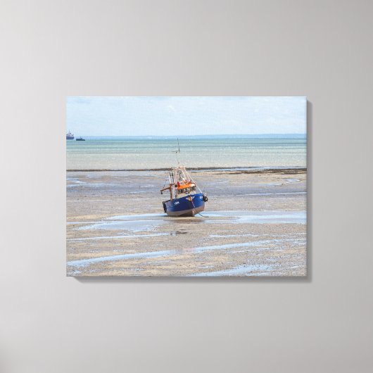 Boot bij laagtij uitzicht canvas print (Voorkant)