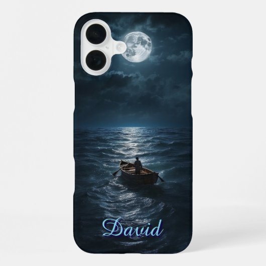 Boot bij Zee Moonlit Night Peaceful Ocean Gift iPhone Hoesje (Achterkant)