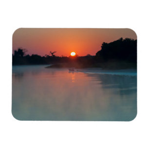 Boot bij zonsopgang op de rivier magneet