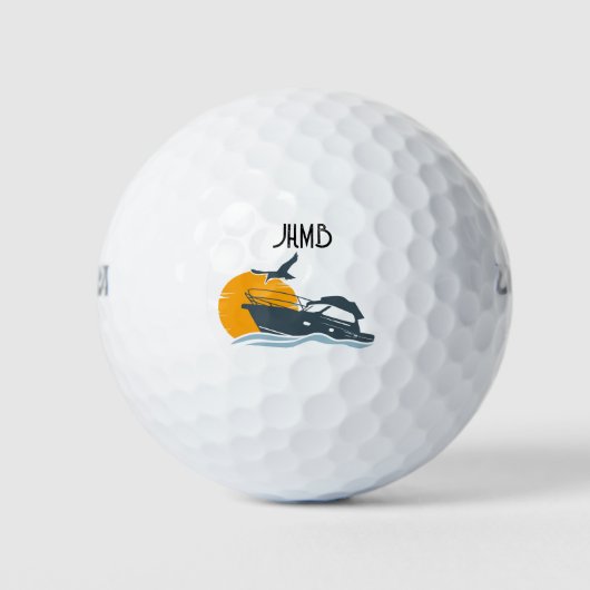 Boot Boater Varend Monogram Kunst Golfballen (Voorkant)