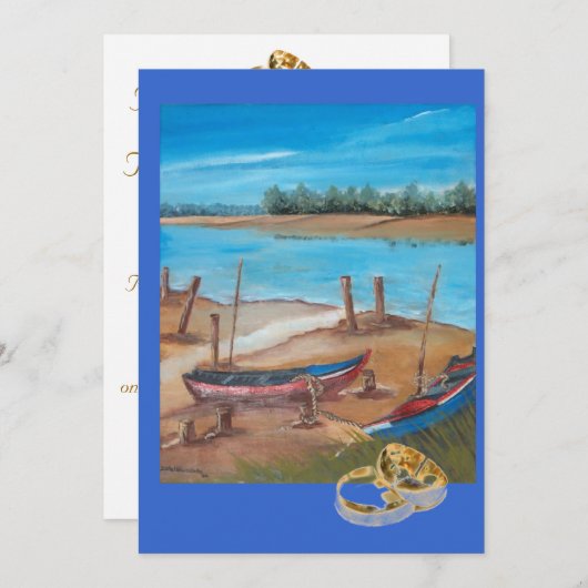 boot bruiloft kaart (Voorkant / Achterkant)