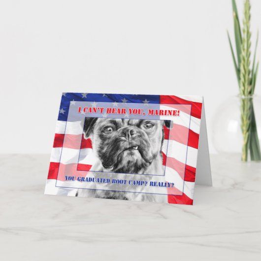 Boot Camp Afstuderen Funny Grumpy Pug Dog Kaart (Voorkant)