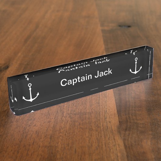 Boot Captain Desk Plaque Anker Ontwerp Naambordje (Zijkant)