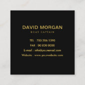 Boot Captain Yacht Zwart en Goud Vierkante Visitekaartje (Achterkant)