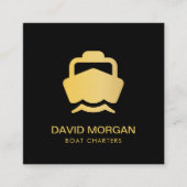Boot Captain Yacht Zwart en Goud Vierkante Visitekaartje (Voorkant)