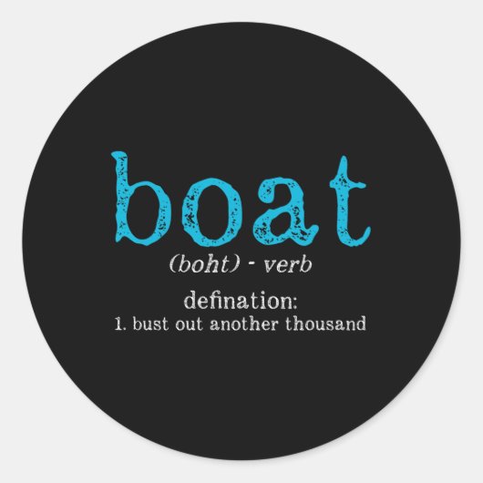 Boot Definitie Laat Nog Eens Duizend Andere Grappi Ronde Sticker (Voorkant)