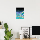 Boot die op het meer drijft en een sterrenhemel. poster (Thuiskantoor)