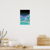 Boot die op het meer drijft en een sterrenhemel. poster (Keuken)