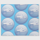 Boot en anker nautische marine cadeaupapier (Vlak)