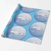 Boot en anker nautische marine cadeaupapier (Uitgerold)