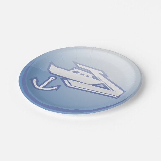 Boot en anker nautische marine papieren bordje (Gekanteld)