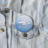 Boot en anker nautische marine ronde button 7,6 cm