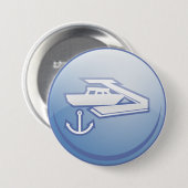 Boot en anker nautische marine ronde button 7,6 cm (Voorkant /achterkant)