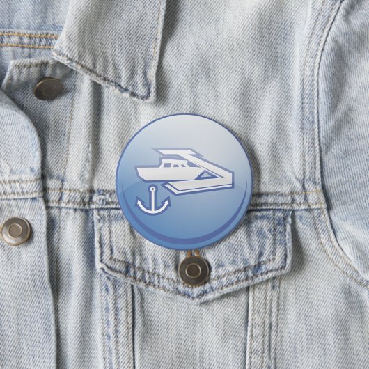 Boot en anker nautische marine ronde button 7,6 cm (In situ)