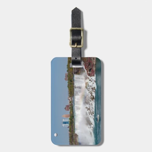 Boot en ballon bij Amerikaanse Niagara Herfsten Bagagelabel (Voorkant verticaal)