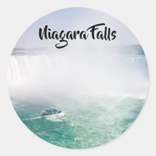 Boot en Horseshoe Falls van Niagara Falls Ronde Sticker