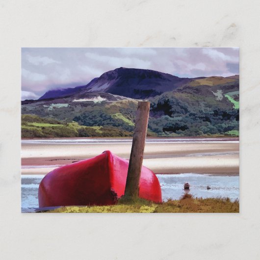 BOOT- EN MOUNTAINENLANDSCHAP BRIEFKAART (Voorkant)