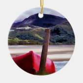 BOOT- EN MOUNTAINENLANDSCHAP KERAMISCH ORNAMENT (Voorkant)