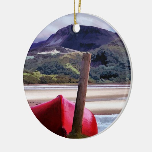 BOOT- EN MOUNTAINENLANDSCHAP KERAMISCH ORNAMENT (Links)