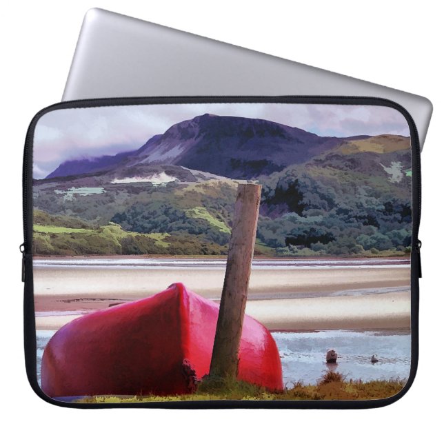 BOOT- EN MOUNTAINENLANDSCHAP LAPTOP SLEEVE (Voorkant)