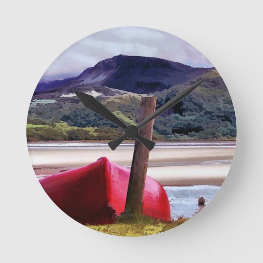 BOOT- EN MOUNTAINENLANDSCHAP RONDE KLOK (Voorkant)