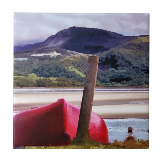 BOOT- EN MOUNTAINENLANDSCHAP TEGELTJE (Voorkant)