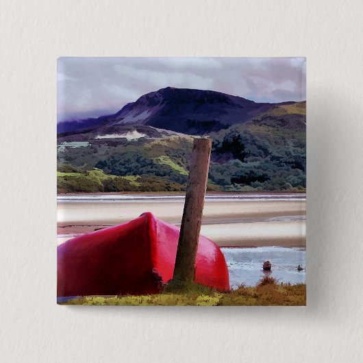 BOOT- EN MOUNTAINENLANDSCHAP VIERKANTE BUTTON 5,1 CM (Voorkant)