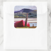 BOOT- EN MOUNTAINENLANDSCHAP VIERKANTE STICKER (Tas)