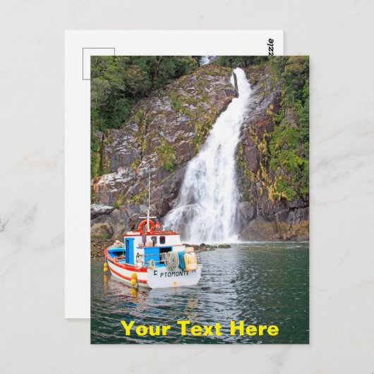  boot en waterval briefkaart (Voorkant / Achterkant)