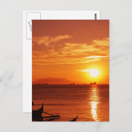 boot en zon briefkaart (Voorkant / Achterkant)